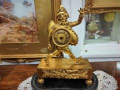 Georgian gilt clock with dome glass case on stand Thumbnail 2