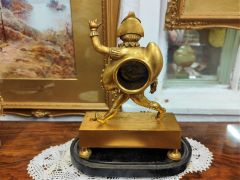 Georgian gilt clock with dome glass case on stand Thumbnail 3