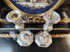 Pair of silver candlesticks Thumbnail 2