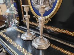 Pair of silver candlesticks Thumbnail 3
