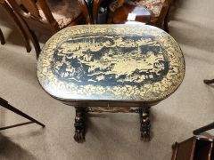 Victorian lacquered work sewing table Thumbnail 2