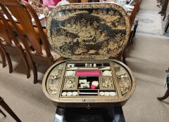 Victorian lacquered work sewing table Thumbnail 3