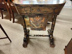 Victorian lacquered work sewing table Thumbnail 3