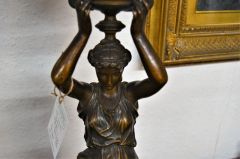Pair of 19th century spelter clock & barometer figures Thumbnail 4
