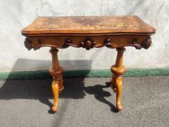 Victorian walnut Inlaid & marquetry card table Thumbnail 2