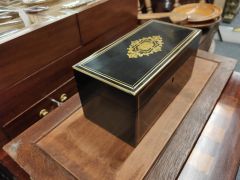 19th century ebony tea caddy Thumbnail 2