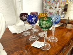 Vintage set of six bohemian port glasses Thumbnail 3