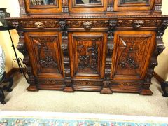 Three door carved oak bookcase Thumbnail 3