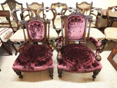 Three piece victorian dark walnut suite Thumbnail 4