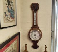 Edwardian oak cased barometer  Thumbnail 4