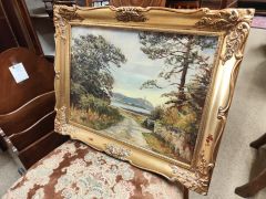 Gilt framed oil painting by  Victor Cirefice Thumbnail 2