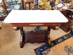 Victorian mahogany marble top consol table with single front drawer Thumbnail 2