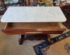 Victorian mahogany marble top consol table with single front drawer Thumbnail 3