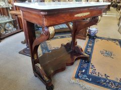 Victorian mahogany marble top consol table with single front drawer Thumbnail 3