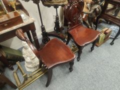 Pair of victorian mahogany hall chairs Thumbnail 3