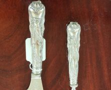 Victorian silver fish slice & fork Thumbnail 3