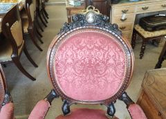 Pair of victorian rosewood armchairs Thumbnail 2