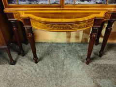 Edwardian mahogany display cabinet with inlay & drawer Thumbnail 3