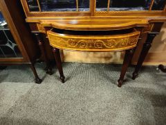 Edwardian mahogany display cabinet with inlay & drawer Thumbnail 4