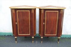 Pair of french mahogany corner cabinets with brass gallery Thumbnail 1