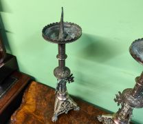 Pair of french brass candlesticks Thumbnail 2