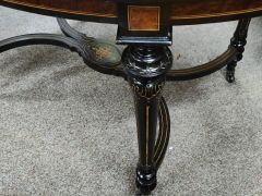 Victorian ebony and burr walnut table Thumbnail 4