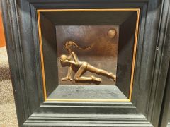 Pair of framed bronze plaques  , signed Thumbnail 3