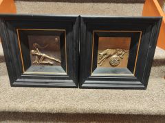 Pair of framed bronze plaques  , signed Thumbnail 4