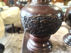 Pair of japanese bronze vases Thumbnail 3