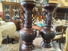 Pair of japanese bronze vases Thumbnail 6