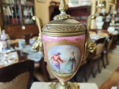 19th century gilt metal porcelain vase Thumbnail 2