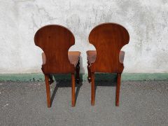 Pair of mahogany hall chairs Thumbnail 3
