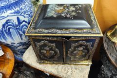 Ebony and paper mache box with M.O.P inlay, with drawers Thumbnail 1