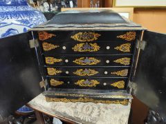 Ebony and paper mache box with M.O.P inlay, with drawers Thumbnail 4