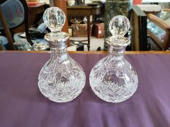 Pair of silver mounted glass decanters Thumbnail 1