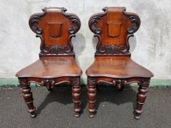 Pair of victorian mahogany hall chairs Thumbnail 1