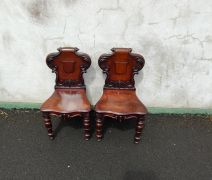 Pair of victorian mahogany hall chairs Thumbnail 2