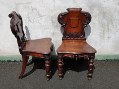 Pair of victorian mahogany hall chairs Thumbnail 3
