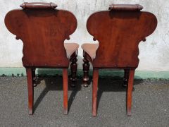 Pair of victorian mahogany hall chairs Thumbnail 4