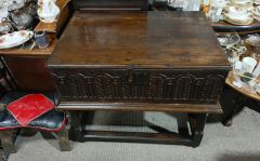 18th century carved oak box on stand Thumbnail 2