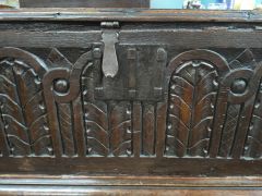 18th century carved oak box on stand Thumbnail 4