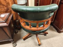 Mahohgany & leather swivel desk chair Thumbnail 3