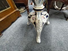 1960s hand painted ceramic garden table, signed Thumbnail 3