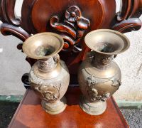 Pair of japanese bronze vases Thumbnail 3