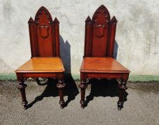 Pair of gothic style victorian hall hairs Thumbnail 6