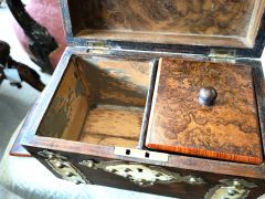 Victorian burr walnut tea caddy Thumbnail 3