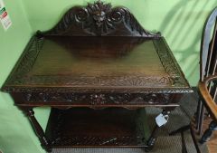 Victorian oak side table Thumbnail 2