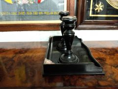 Silver mounted tray & candlesticks Thumbnail 2