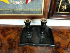 Silver mounted tray & candlesticks Thumbnail 3