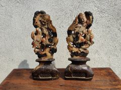 Pair of antique chinese soapstone figures Thumbnail 1